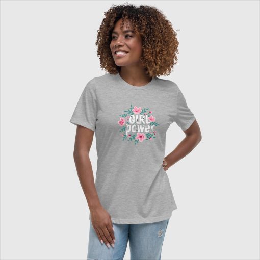 Girl Power Bella + Canvas 6400 Women’s Relaxed Short Sleeve Jersey T-Shirt | Large Center Front and Back Print | 20240415 - Image 15