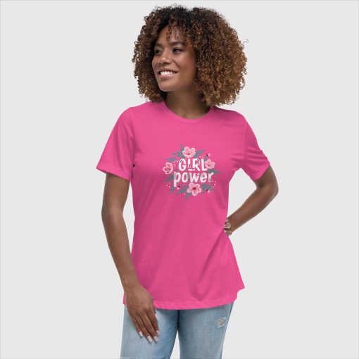 Girl Power Bella + Canvas 6400 Women’s Relaxed Short Sleeve Jersey T-Shirt | Large Center Front and Back Print | 20240415 - Image 14