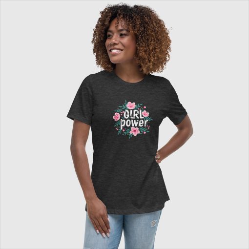 Girl Power Bella + Canvas 6400 Women’s Relaxed Short Sleeve Jersey T-Shirt | Large Center Front and Back Print | 20240415