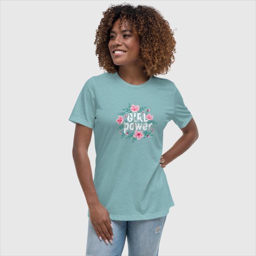 Girl Power Bella + Canvas 6400 Women’s Relaxed Short Sleeve Jersey T-Shirt | Large Center Front and Back Print | 20240415 - Image 17