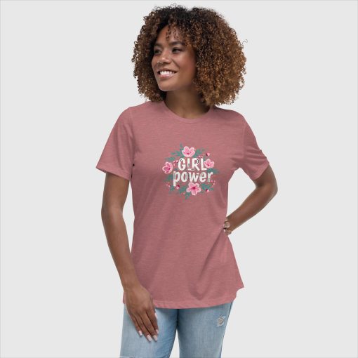 Girl Power Bella + Canvas 6400 Women’s Relaxed Short Sleeve Jersey T-Shirt | Large Center Front and Back Print | 20240415 - Image 16