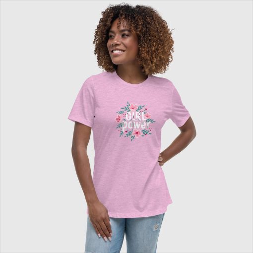 Girl Power Bella + Canvas 6400 Women’s Relaxed Short Sleeve Jersey T-Shirt | Large Center Front and Back Print | 20240415 - Image 11