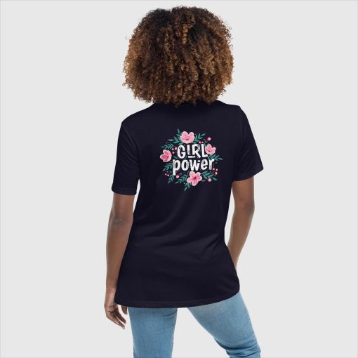 Girl Power Bella + Canvas 6400 Women’s Relaxed Short Sleeve Jersey T-Shirt | Large Center Front and Back Print | 20240415 - Image 4