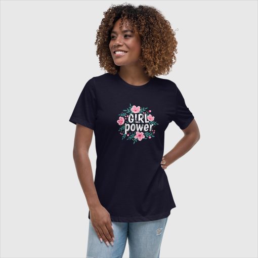 Girl Power Bella + Canvas 6400 Women’s Relaxed Short Sleeve Jersey T-Shirt | Large Center Front and Back Print | 20240415 - Image 13