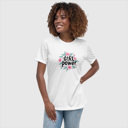 Girl Power Bella + Canvas 6400 Women’s Relaxed Short Sleeve Jersey T-Shirt | Large Center Front and Back Print | 20240415 - Image 20