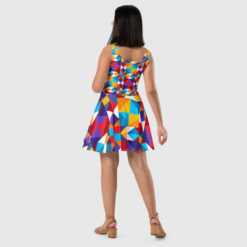 Colorful Geometric Women’s Skater Dress | 20240418 - Image 3