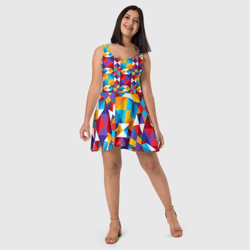 Colorful Geometric Women’s Skater Dress | 20240418