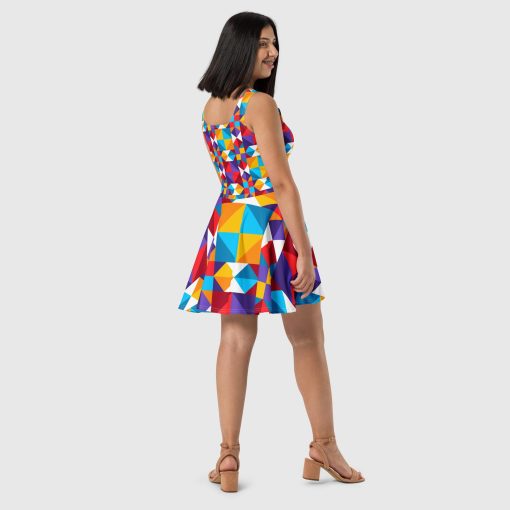 Colorful Geometric Women’s Skater Dress | 20240418 - Image 2