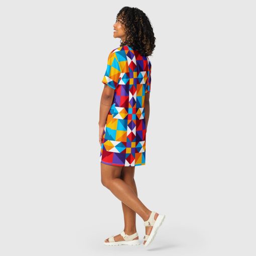 Colorful Geometric Women’s T-Shirt Dress |<span class="withname"> Up to 6XL </span>| 20240418 - Image 2