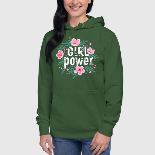 Girl Power Women’s Cotton Hoodie | Heritage M2580 | Large Center Front Print (20240415) - Image 10