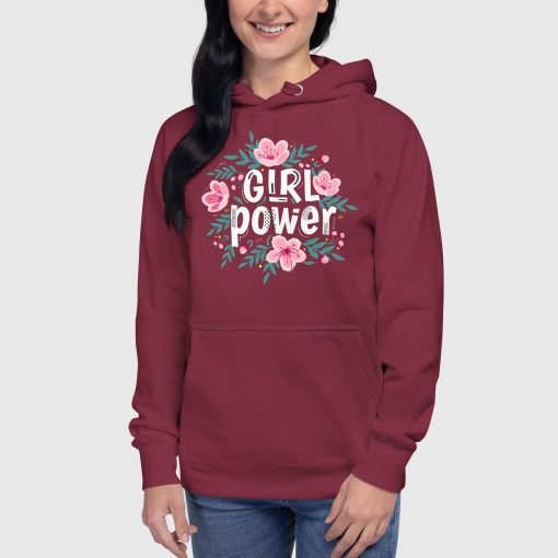 Girl Power Women’s Cotton Hoodie | Heritage M2580 | Large Center Front Print (20240415)