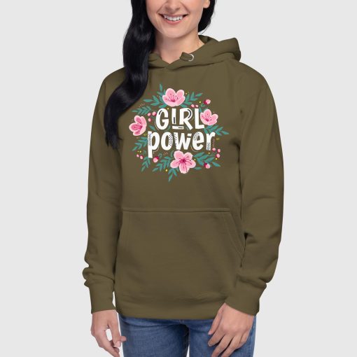 Girl Power Women’s Cotton Hoodie | Heritage M2580 | Large Center Front Print (20240415) - Image 7