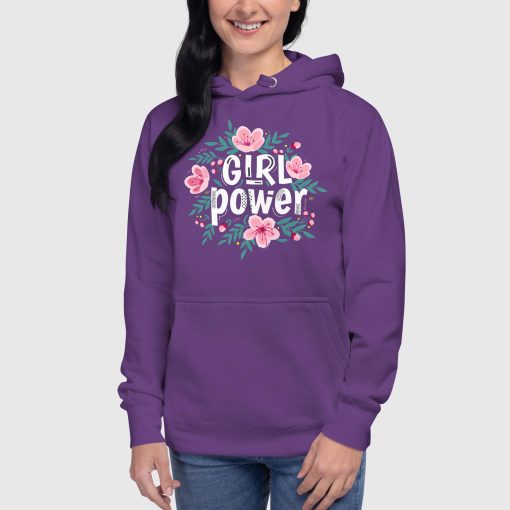 Girl Power Women’s Cotton Hoodie | Heritage M2580 | Large Center Front Print (20240415) - Image 9