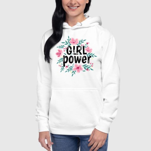 Girl Power Women’s Cotton Hoodie | Heritage M2580 | Large Center Front Print (20240415) - Image 11