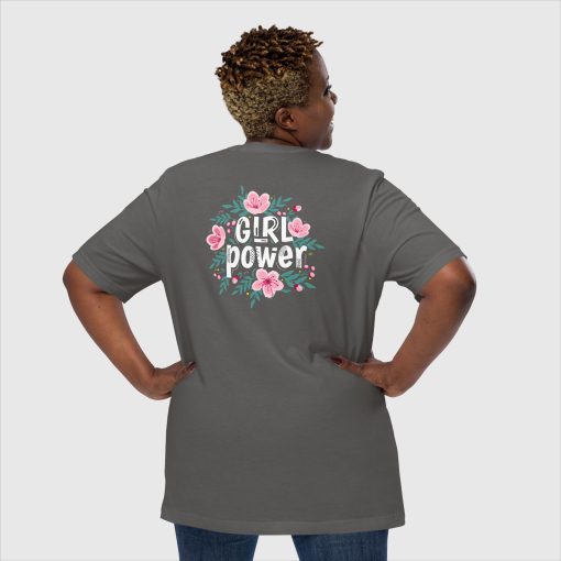 Girl Power Women’s Bella + Canvas 3001 Short Sleeve Jersey T-Shirt |<span class="withname"> With Your Name</span> On Left Chest Print and Large Center Back | 20240415 - Image 2