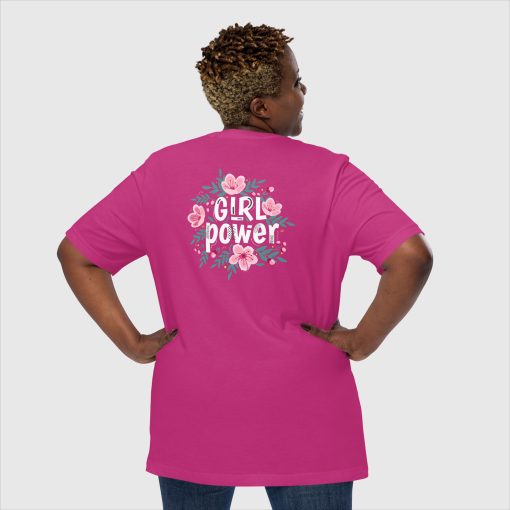 Girl Power Women’s Bella + Canvas 3001 Short Sleeve Jersey T-Shirt |<span class="withname"> With Your Name</span> On Left Chest Print and Large Center Back | 20240415 - Image 4