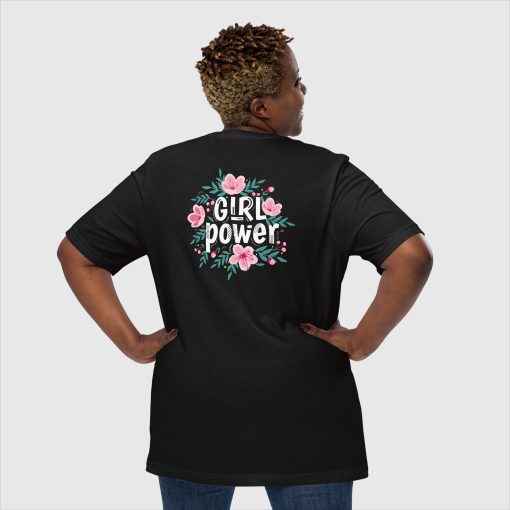 Girl Power Women’s Bella + Canvas 3001 Short Sleeve Jersey T-Shirt |<span class="withname"> With Your Name</span> On Left Chest Print and Large Center Back | 20240415 - Image 5