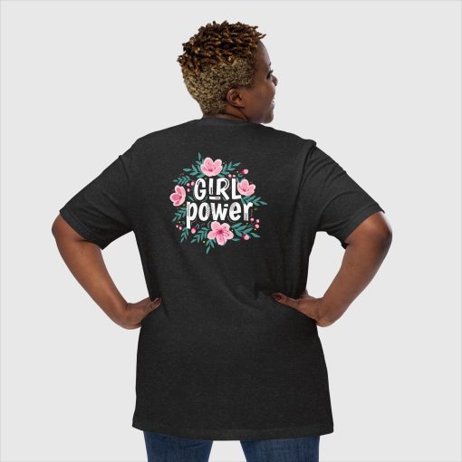 Girl Power Women’s Bella + Canvas 3001 Short Sleeve Jersey T-Shirt |<span class="withname"> With Your Name</span> On Left Chest Print and Large Center Back | 20240415 - Image 6