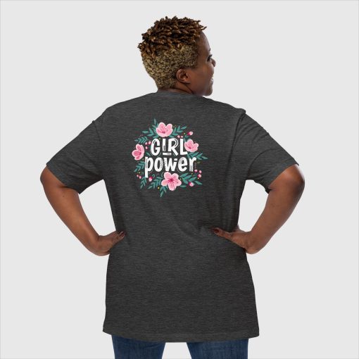 Girl Power Women’s Bella + Canvas 3001 Short Sleeve Jersey T-Shirt |<span class="withname"> With Your Name</span> On Left Chest Print and Large Center Back | 20240415 - Image 7