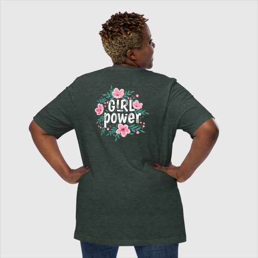 Girl Power Women’s Bella + Canvas 3001 Short Sleeve Jersey T-Shirt |<span class="withname"> With Your Name</span> On Left Chest Print and Large Center Back | 20240415 - Image 8