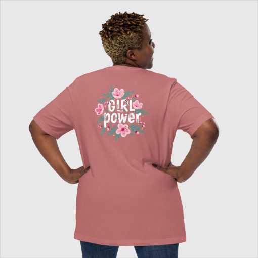 Girl Power Women’s Bella + Canvas 3001 Short Sleeve Jersey T-Shirt |<span class="withname"> With Your Name</span> On Left Chest Print and Large Center Back | 20240415 - Image 9