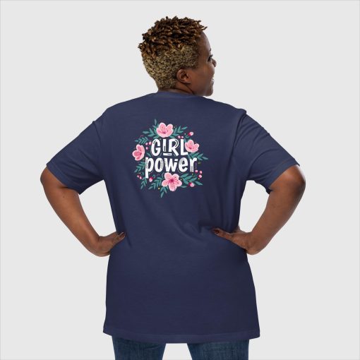 Girl Power Women’s Bella + Canvas 3001 Short Sleeve Jersey T-Shirt |<span class="withname"> With Your Name</span> On Left Chest Print and Large Center Back | 20240415 - Image 10