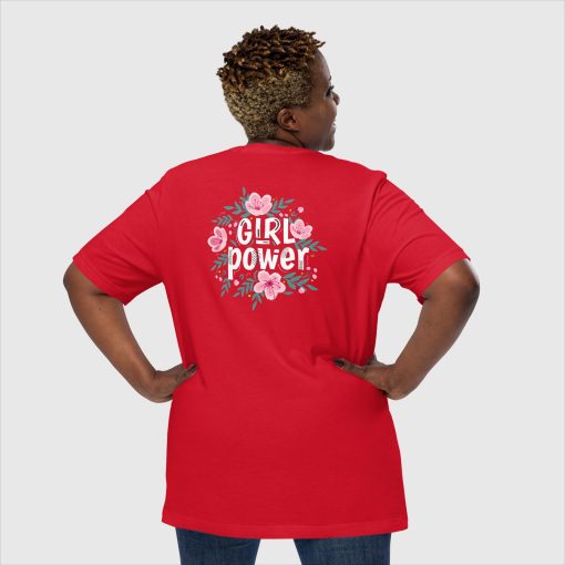 Girl Power Women’s Bella + Canvas 3001 Short Sleeve Jersey T-Shirt |<span class="withname"> With Your Name</span> On Left Chest Print and Large Center Back | 20240415 - Image 11