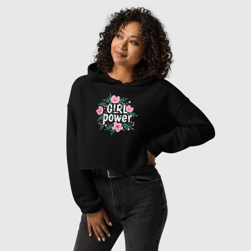 Girl Power Women’s Fleece Crop Hoodie | Bella + Canvas 7502 | Large Center Front Print (20240415) - Image 2