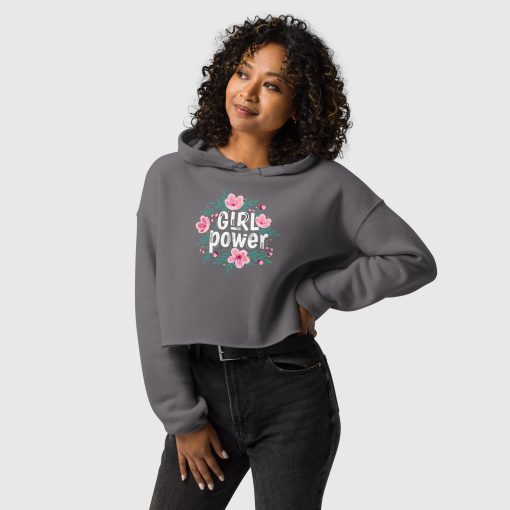 Girl Power Women’s Fleece Crop Hoodie | Bella + Canvas 7502 | Large Center Front Print (20240415)