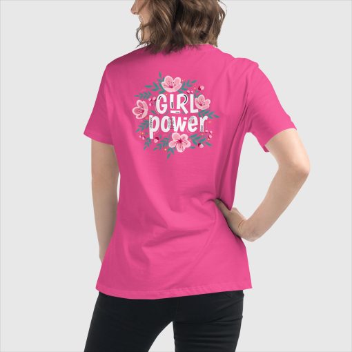 Girl Power Bella + Canvas 6400 Women’s Relaxed Short Sleeve Jersey T-Shirt | Top Center Front Print and Large Center Back | 20240415 - Image 15