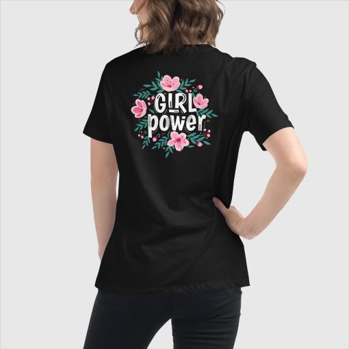 Girl Power Bella + Canvas 6400 Women’s Relaxed Short Sleeve Jersey T-Shirt | Top Center Front Print and Large Center Back | 20240415 - Image 13