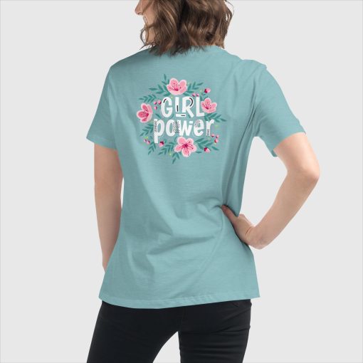 Girl Power Bella + Canvas 6400 Women’s Relaxed Short Sleeve Jersey T-Shirt | Top Center Front Print and Large Center Back | 20240415 - Image 20