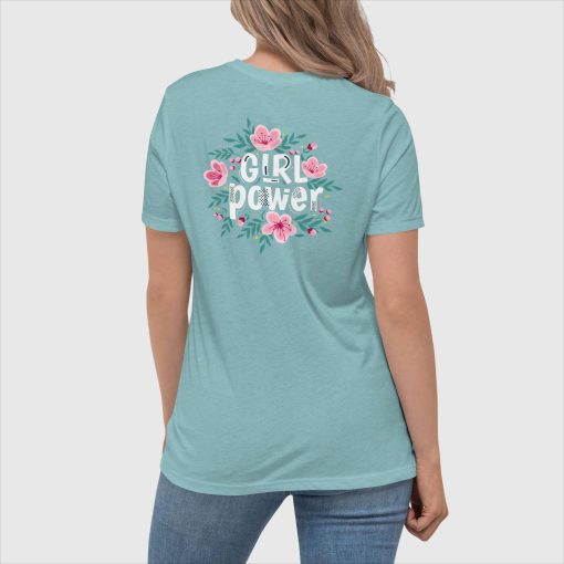 Girl Power Bella + Canvas 6400 Women’s Relaxed Short Sleeve Jersey T-Shirt | Left Chest Print and Large Center Back | 20240415 - Image 9