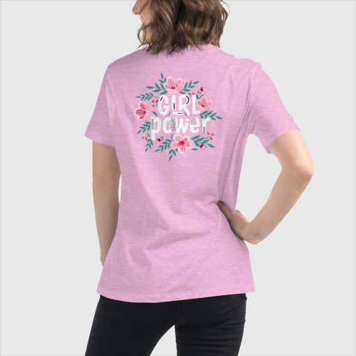 Girl Power Bella + Canvas 6400 Women’s Relaxed Short Sleeve Jersey T-Shirt | Top Center Front Print and Large Center Back | 20240415 - Image 19