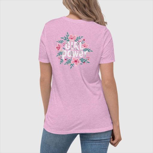 Girl Power Bella + Canvas 6400 Women’s Relaxed Short Sleeve Jersey T-Shirt | Left Chest Print and Large Center Back | 20240415 - Image 2