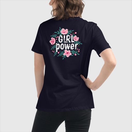 Girl Power Bella + Canvas 6400 Women’s Relaxed Short Sleeve Jersey T-Shirt | Top Center Front Print and Large Center Back | 20240415 - Image 14