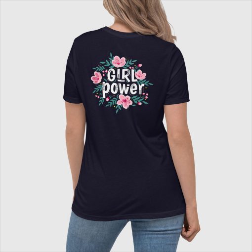 Girl Power Bella + Canvas 6400 Women’s Relaxed Short Sleeve Jersey T-Shirt | Left Chest Print and Large Center Back | 20240415 - Image 4