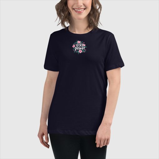 Girl Power Bella + Canvas 6400 Women’s Relaxed Short Sleeve Jersey T-Shirt | Top Center Front Print and Large Center Back | 20240415 - Image 2