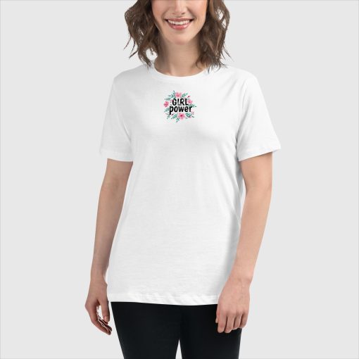 Girl Power Bella + Canvas 6400 Women’s Relaxed Short Sleeve Jersey T-Shirt | Top Center Front Print and Large Center Back | 20240415 - Image 11