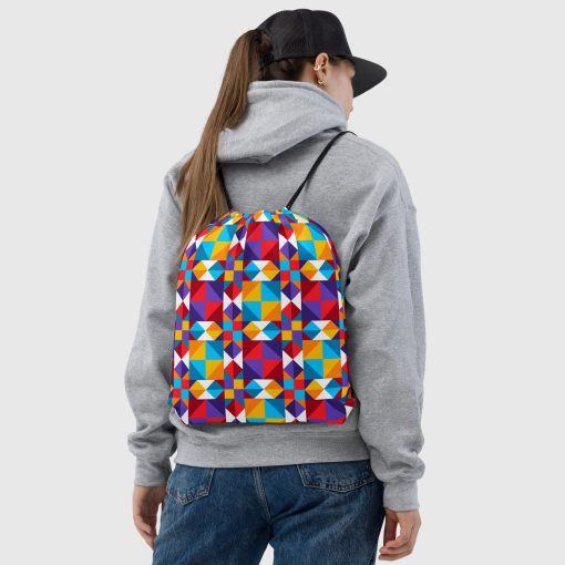 Colorful Geometric Drawstring Bag | 20240418