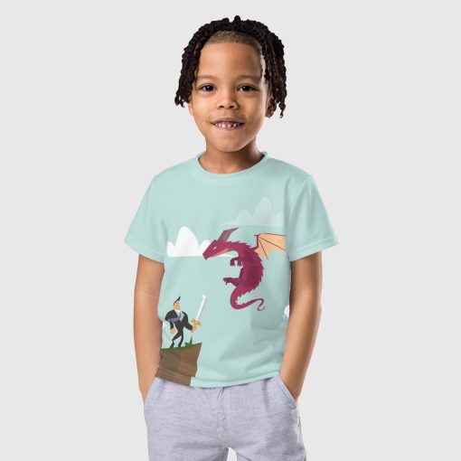 Fighting Dragon All-Over Print Kids Crew Neck T-Shirt | 20240512