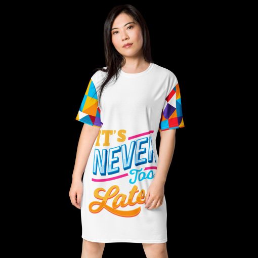 Colorful Geometric Women’s T-Shirt Dress | Its Never Too late | <span class="withname">Up to 6XL</span> | 20240418