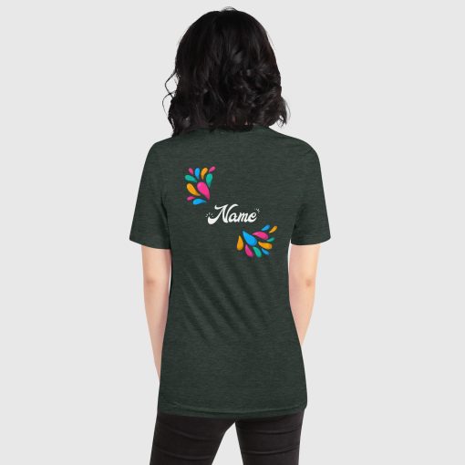 Hand Drawn Festival Bella + Canvas 3001 Short Sleeve Jersey T-Shirt <span class="withname">With Your Name</span> On Left Chest and Large Center Back Print | 2024052901 - Image 2