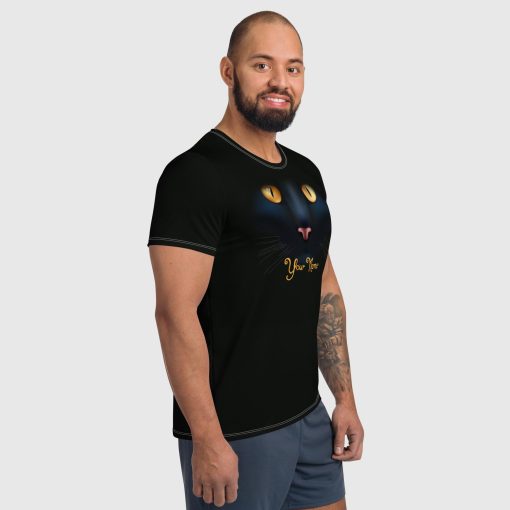 Black Cat All-Over Print Men's Athletic T-shirt <span class="withname">With Your Name</span> | 1507202401 - Image 2