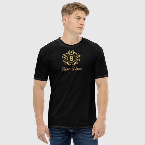 Golden Ornaments All-Over Print Men's Crew Neck T-Shirt <span class="withname">With Your First letter</span> Front & Back Print | 2024052801 | 2024052804 - Image 2