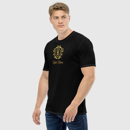 Golden Ornaments All-Over Print Men's Crew Neck T-Shirt <span class="withname">With Your First letter</span> Front & Back Print | 2024052801 | 2024052804 - Image 3