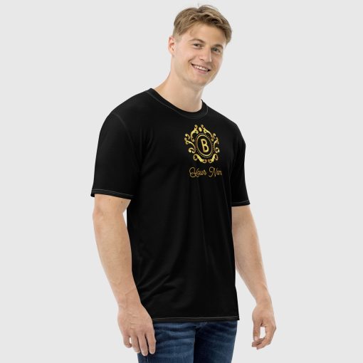 Golden Ornaments All-Over Print Men's Crew Neck T-Shirt <span class="withname">With Your First letter</span> Front & Back Print | 2024052801 | 2024052804 - Image 4