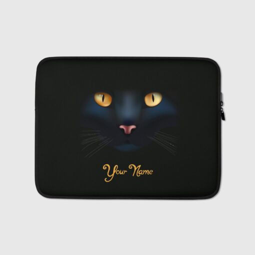 Black Cat Laptop Sleeve <span class="withname">With Your Name</span>| 1507202401