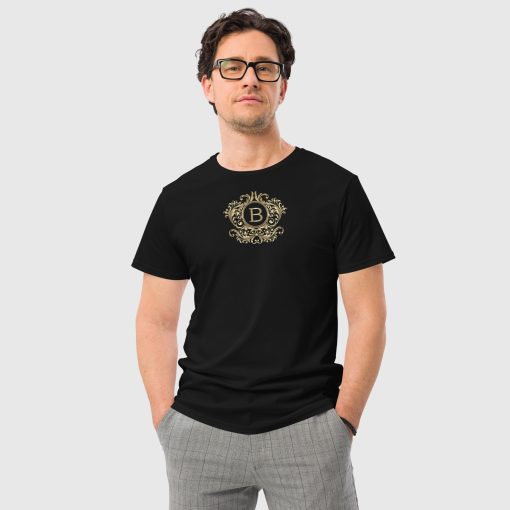 Golden Ornaments Men's Premium Cotton T-Shirt <span class="withname">With Your First letter</span> Front & Back Print | 2024052801 | 2024052802