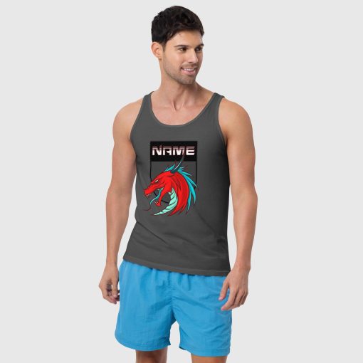 Dragon Men’s Staple Tank Top | Bella + Canvas 3480 | <span class="withname">With Your Name</span>| Large Center Front Print | 2107202402